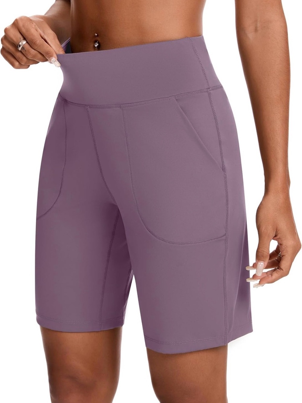 A.    High-Waist Bike Lavender Shorts with Side Pockets XL NWT